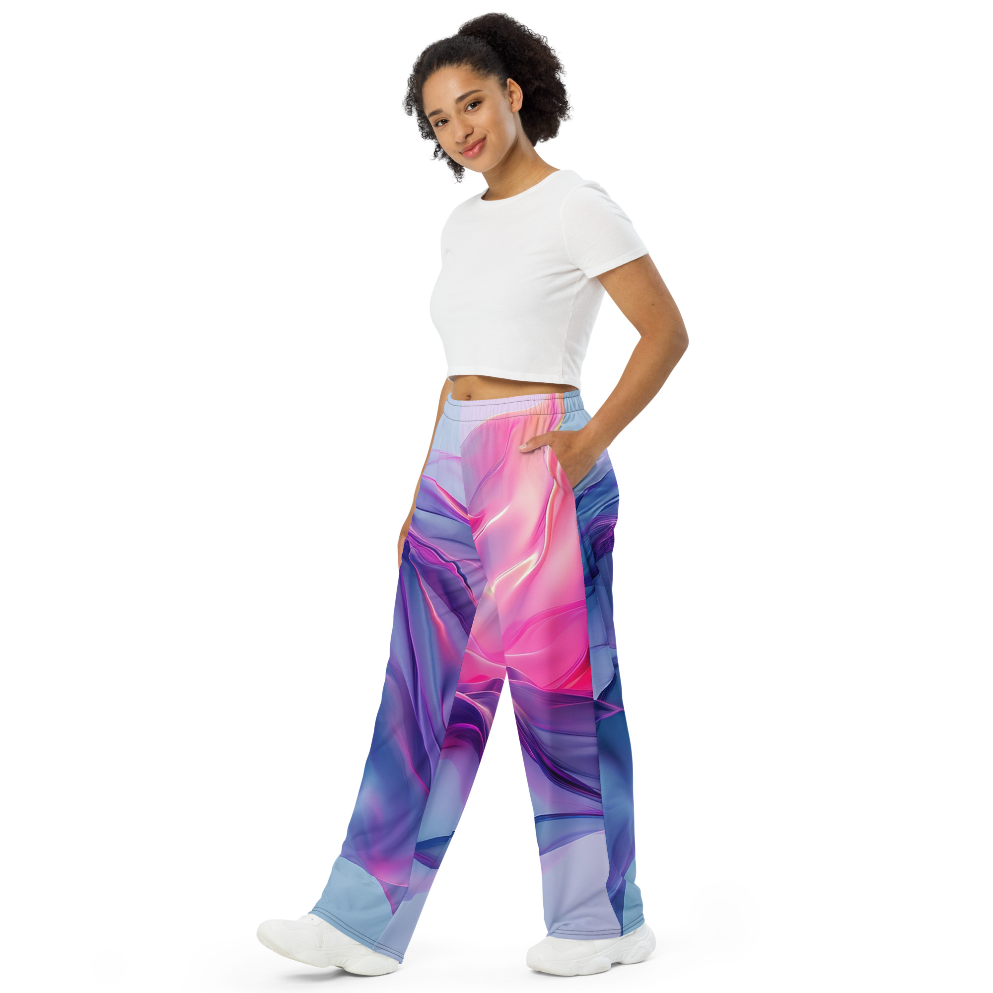 All-over print unisex wide-leg pants - Image 3