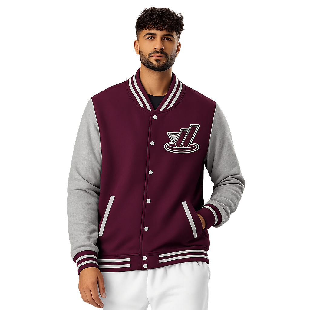 Burgundy/Gray - Heavyweight letterman jacket