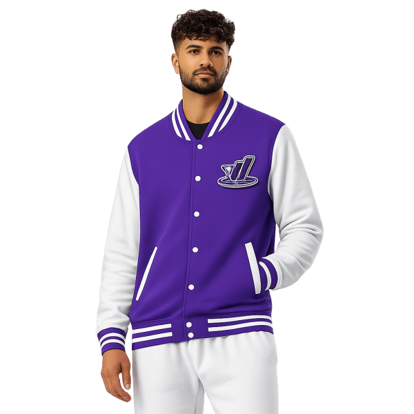 Purple/White - Heavyweight letterman jacket