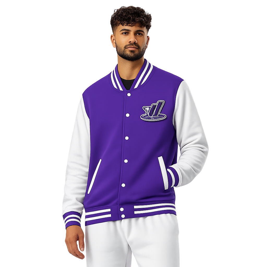 Purple/White - Heavyweight letterman jacket