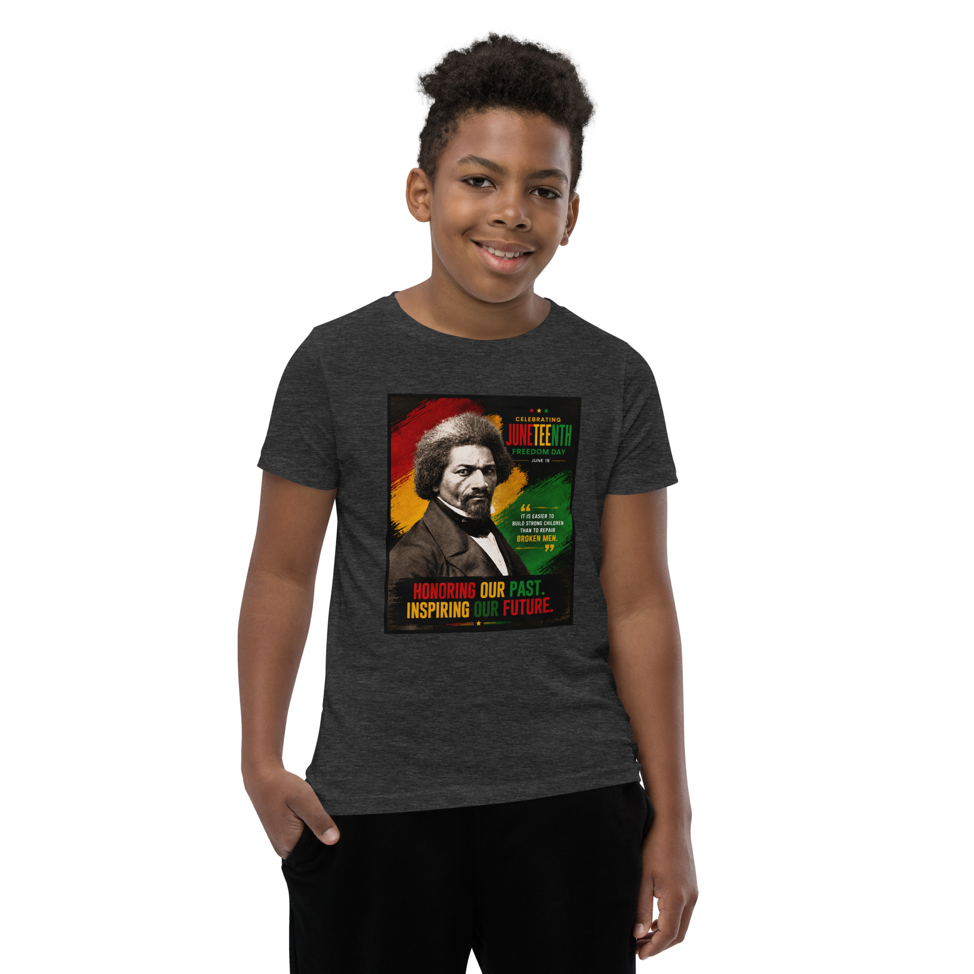 Juneteenth Frederick Douglas Youth Short Sleeve T-Shirt - Image 4