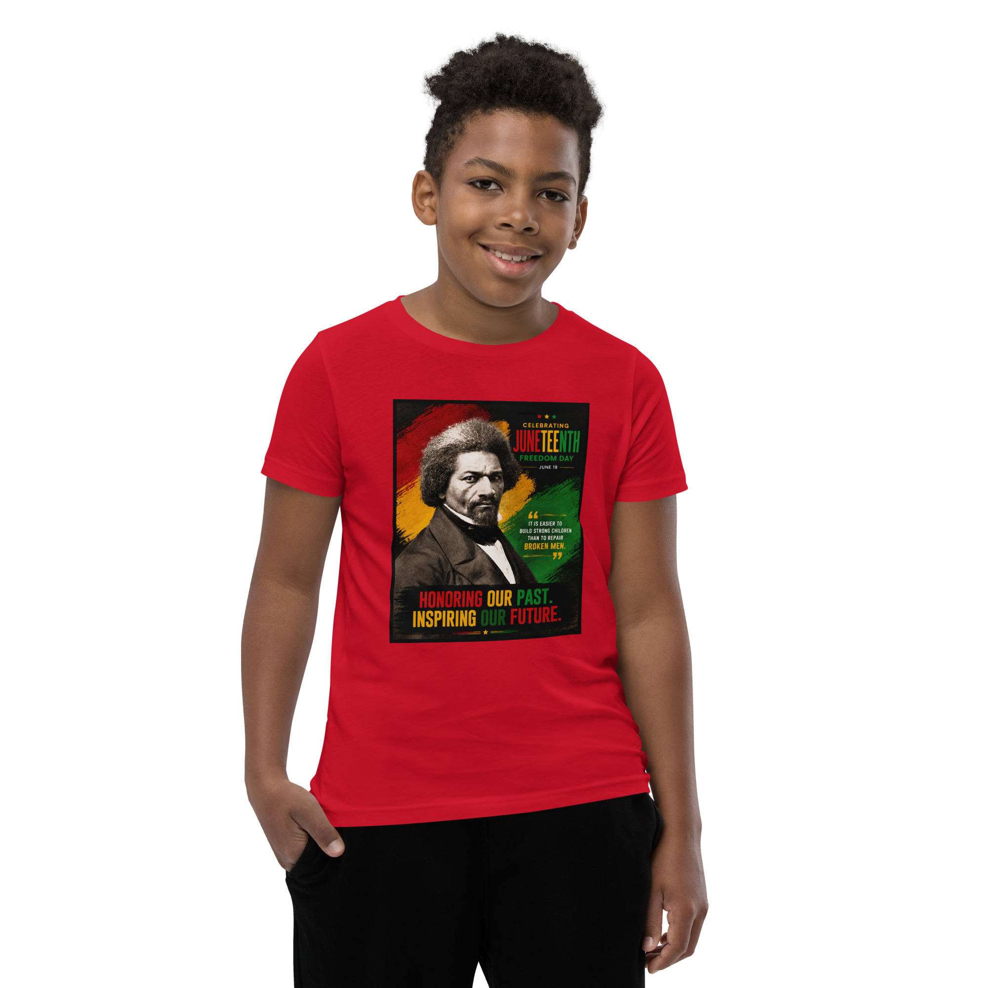 Juneteenth Frederick Douglas Youth Short Sleeve T-Shirt - Image 3