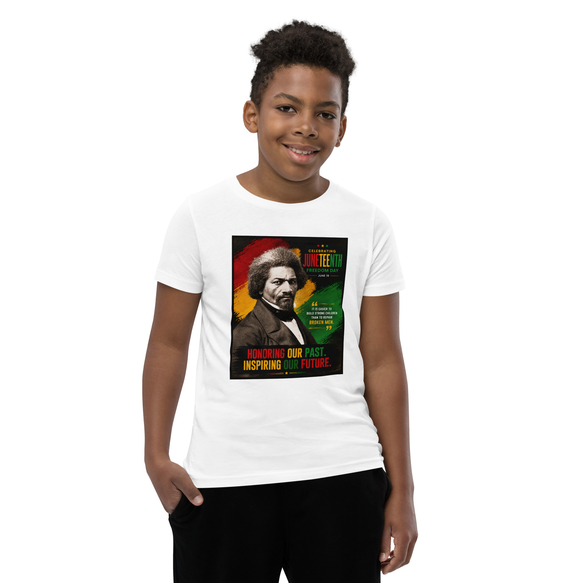 Juneteenth Frederick Douglas Youth Short Sleeve T-Shirt - Image 6